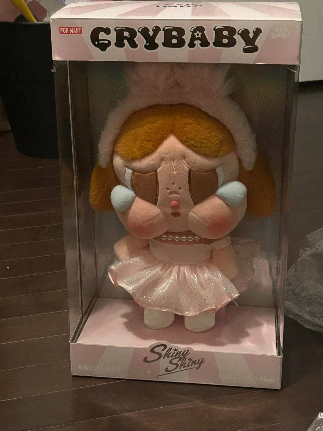 Pop Mart Crybaby Plush Doll Shiny Shiny Pink