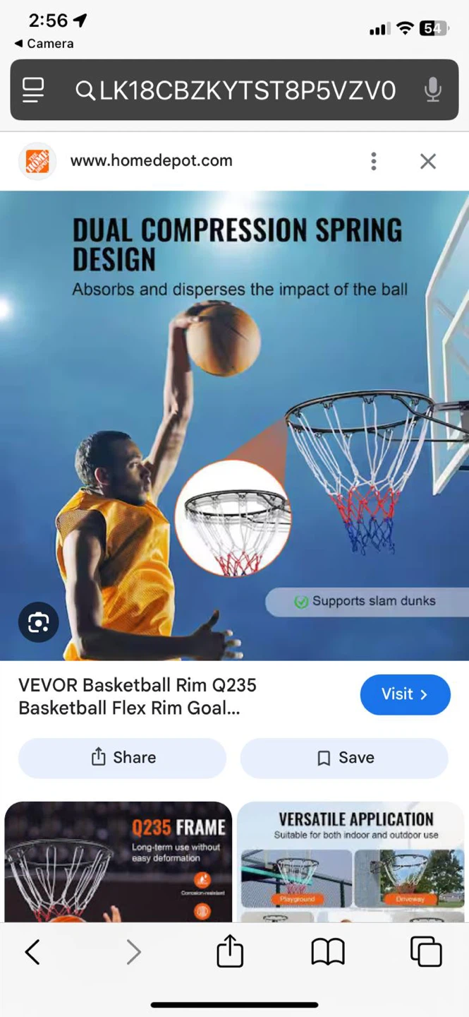 VEVOR Basketball Rim Q235 Flex Rim Goal