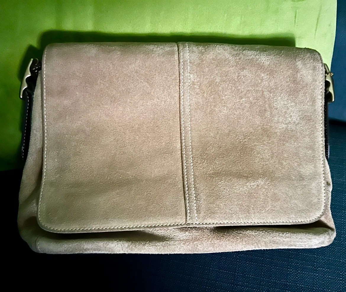 Coach Suede Leather Shoulder Flap Closure Bag
