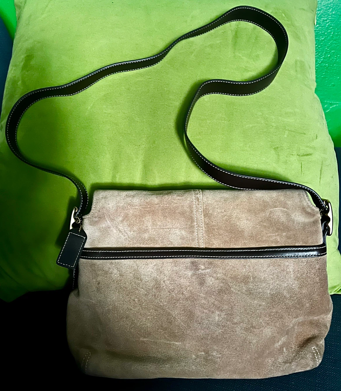Coach Suede Leather Shoulder Flap Closure Bag - photo 2