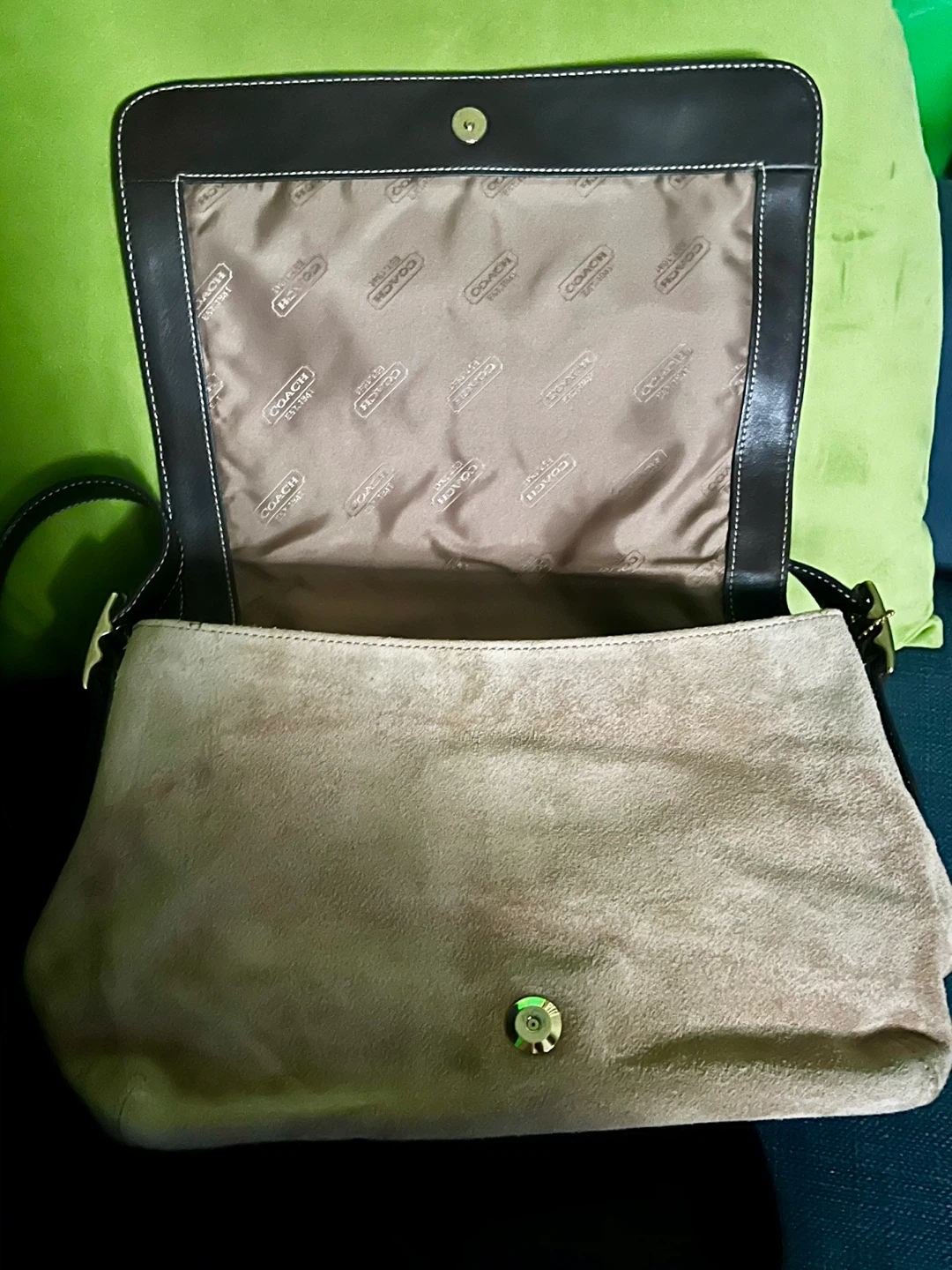 Coach Suede Leather Shoulder Flap Closure Bag - photo 5