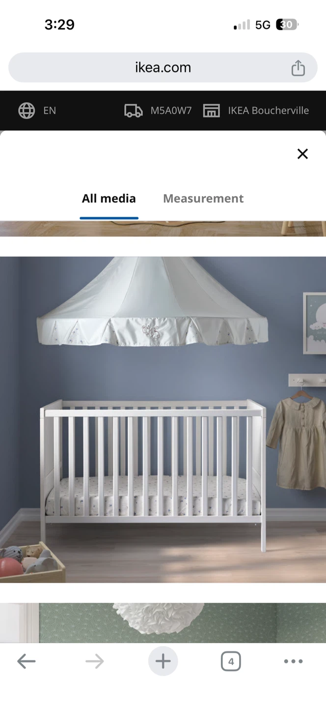 IKEA SUNDVIK Crib White 70x132 cm