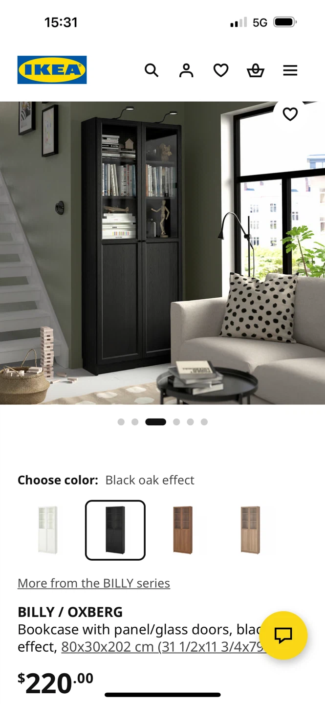 IKEA BILLY / OXBERG Bookcase with Panel/Glass Doors - photo 3