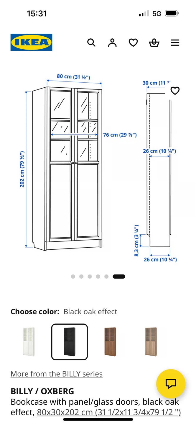 IKEA BILLY / OXBERG Bookcase with Panel/Glass Doors - photo 5