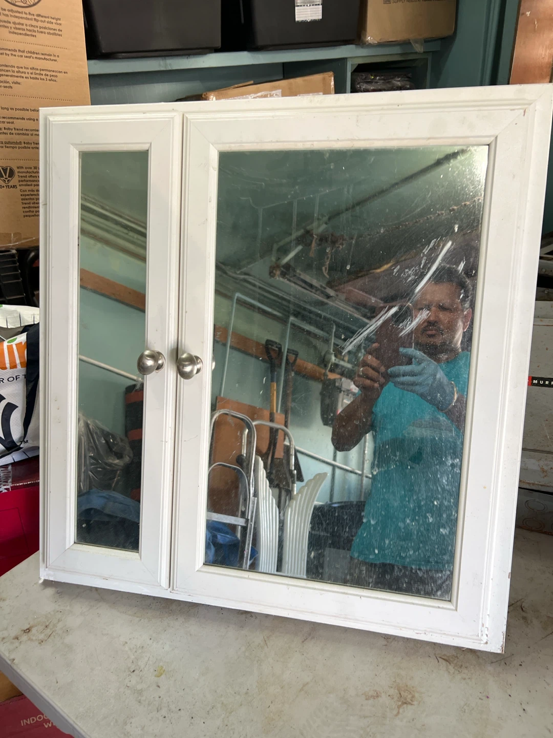 White Double Door Medicine Cabinet with Mirror