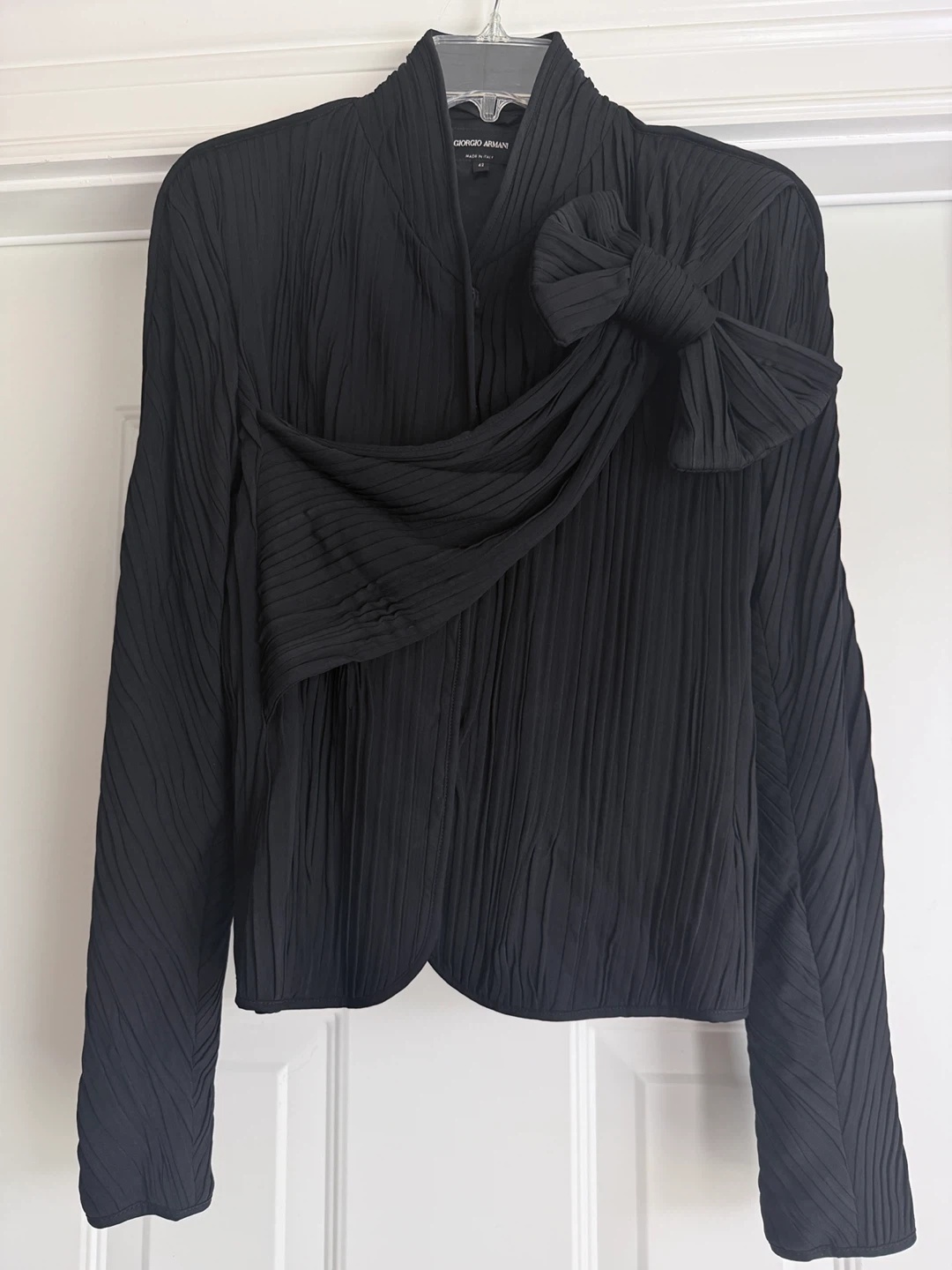 Giorgio Armani Black Pleated Jacket with Bow - Size 42