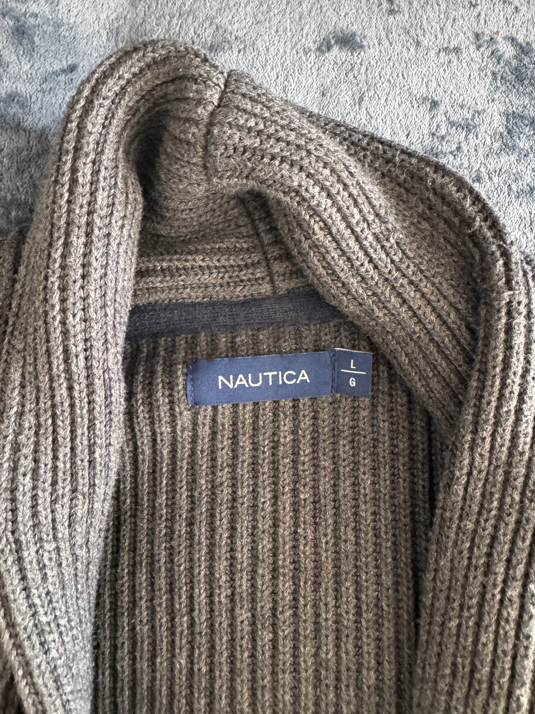 Nautica Men's Grey Shawl Collar Cardigan Sweater - Size L - photo 3