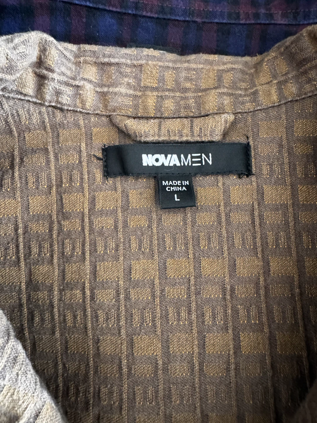 NovaMEN Brown Textured Button-Up Shirt - Size L