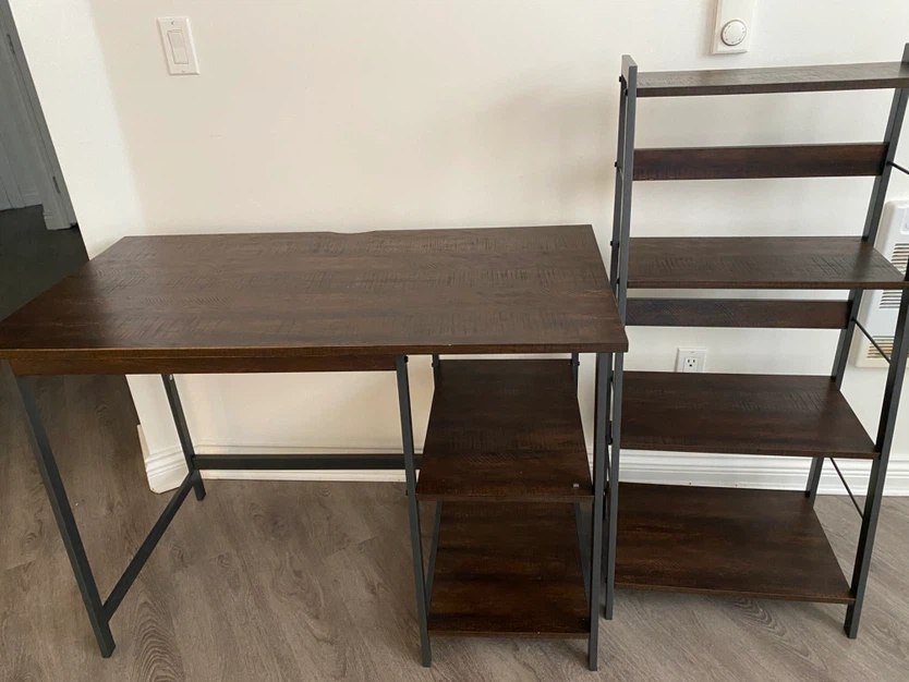 Free Computer/ Writing Desk and Ladder Bookshelf Set/ with Chair