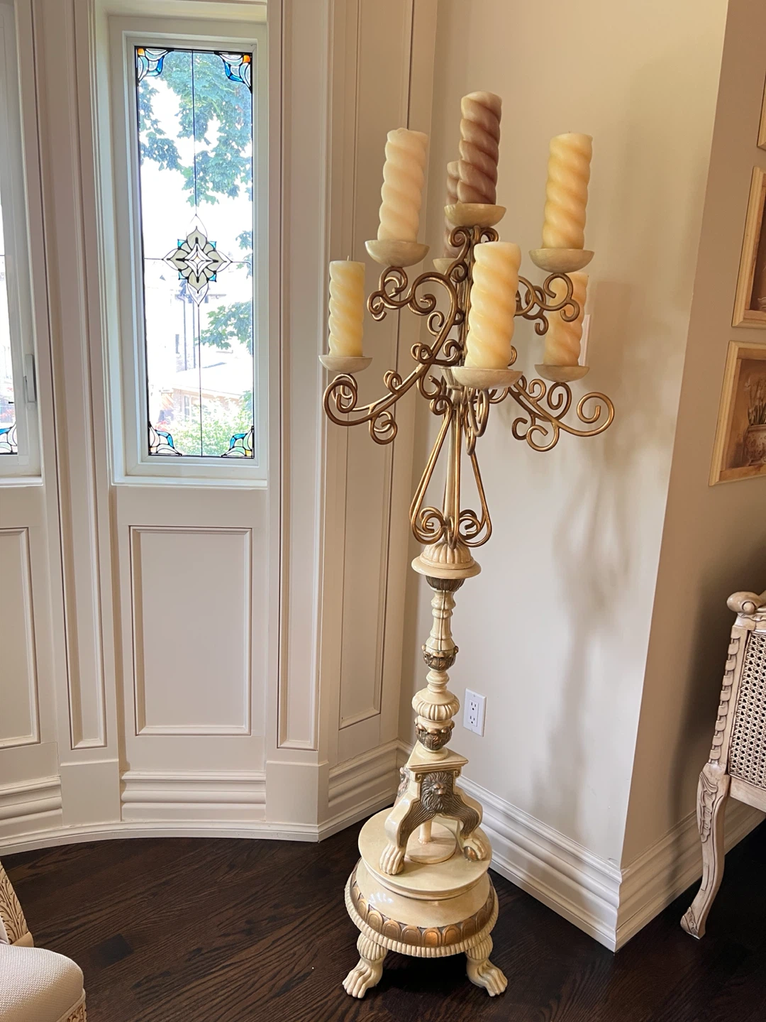 Gold Candelabra with 6 Candles