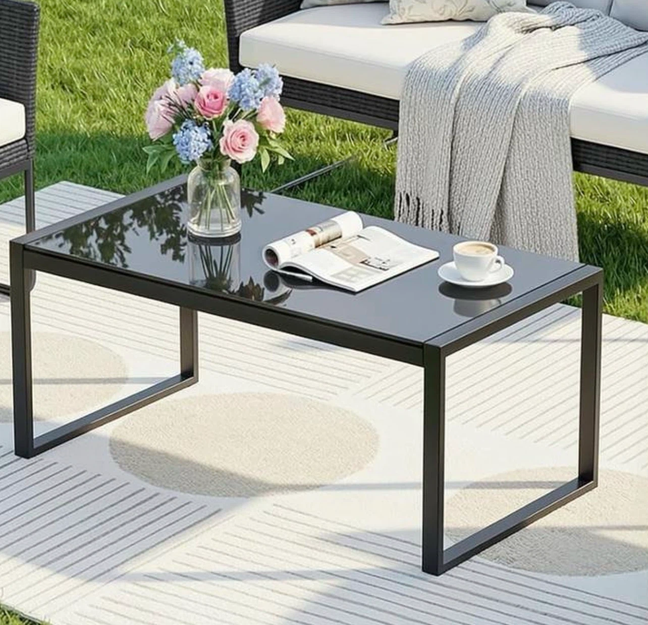 Black Glass Top Coffee Table