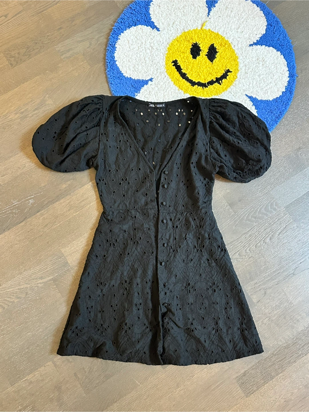 ZARA Eyelet Puff Sleeve Dress