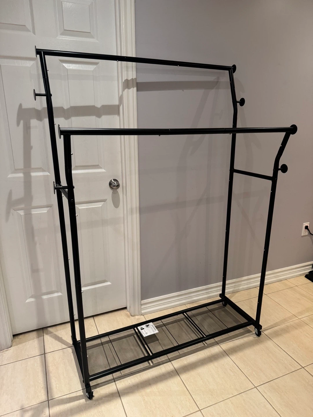 Black Double Garment Rack with Shelf
