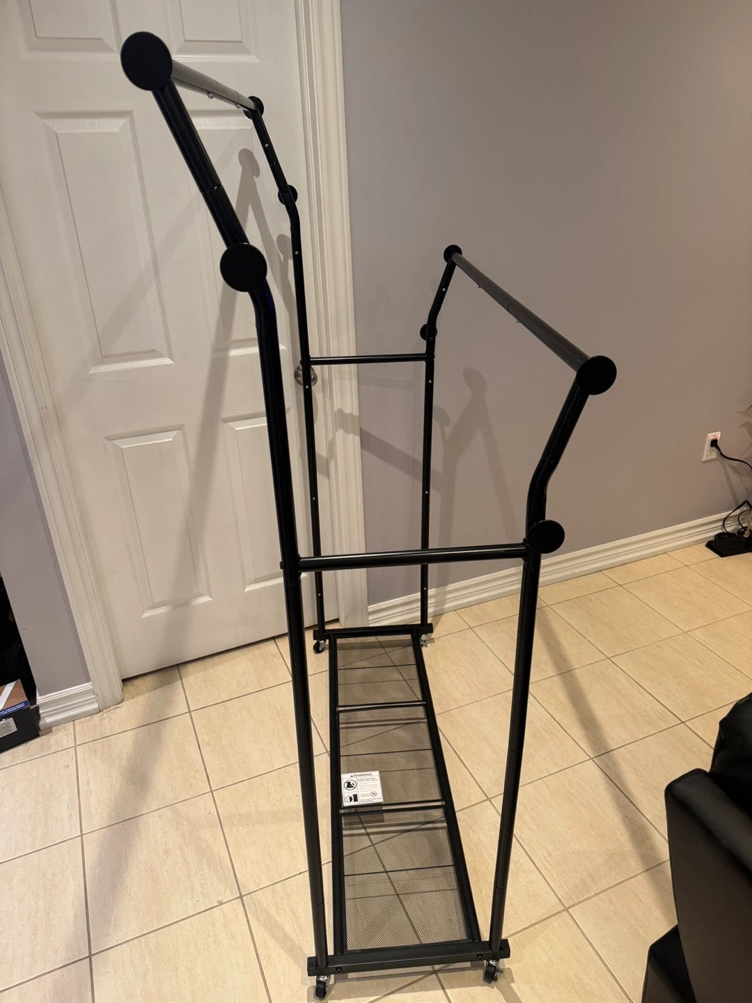 Black Double Garment Rack with Shelf - photo 3