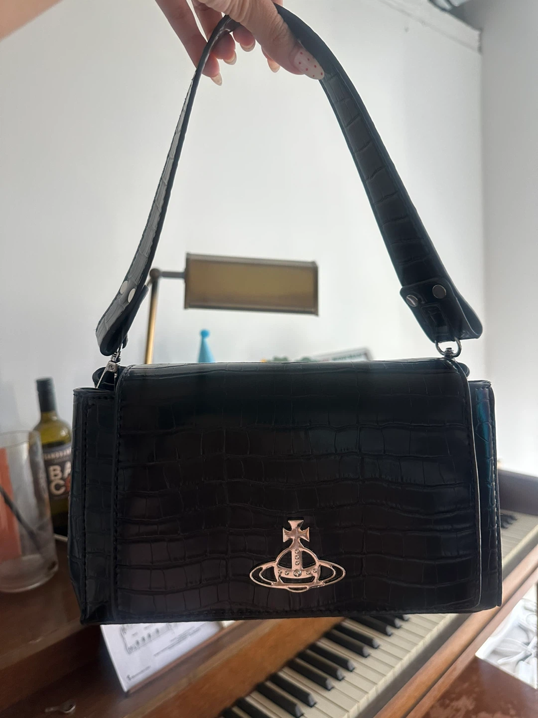 Vivienne Westwood Black Croc Embossed Shoulder Bag - photo 2