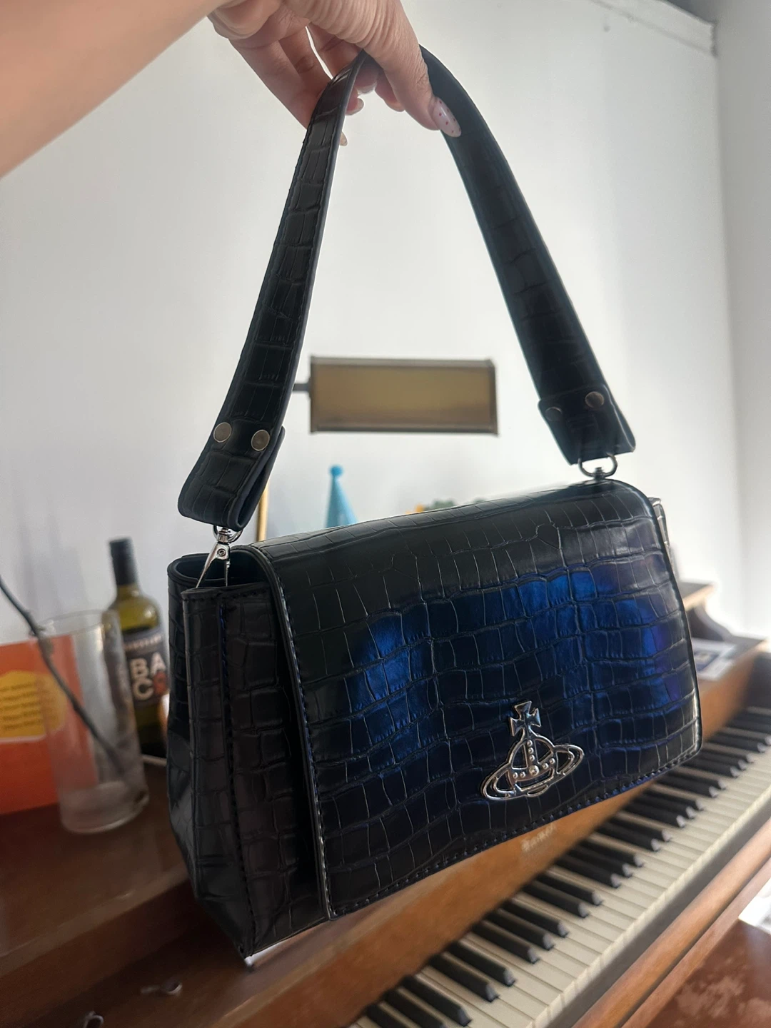 Vivienne Westwood Black Croc Embossed Shoulder Bag - photo 3