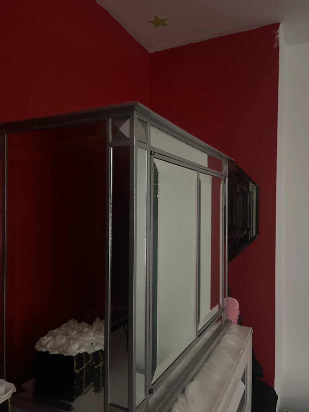 Mirrored Cabinet with Clock Detail