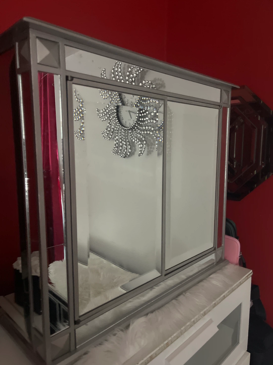 Mirrored Cabinet with Clock Detail - photo 2