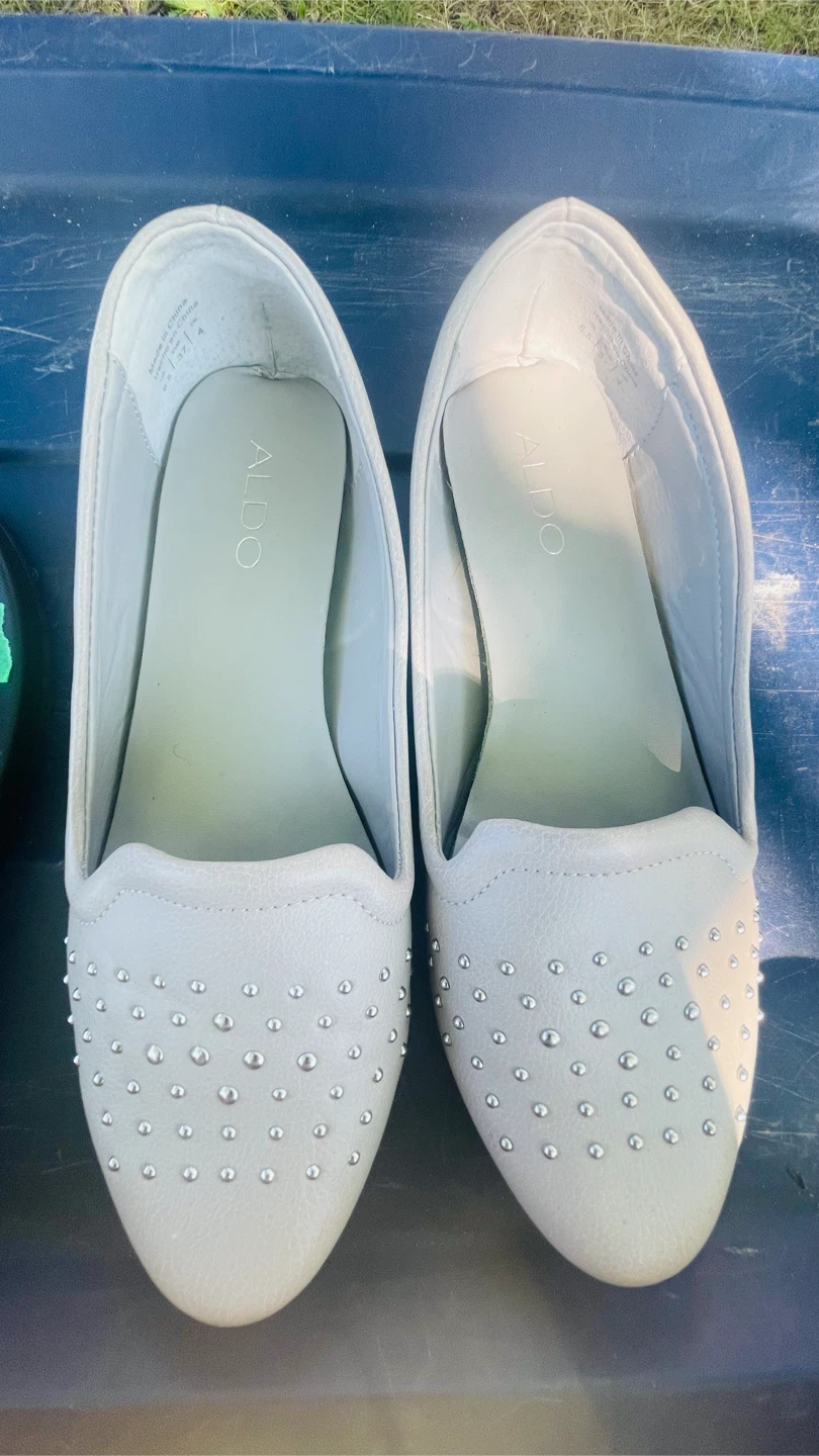 ALDO Grey Studded Loafers Size 7