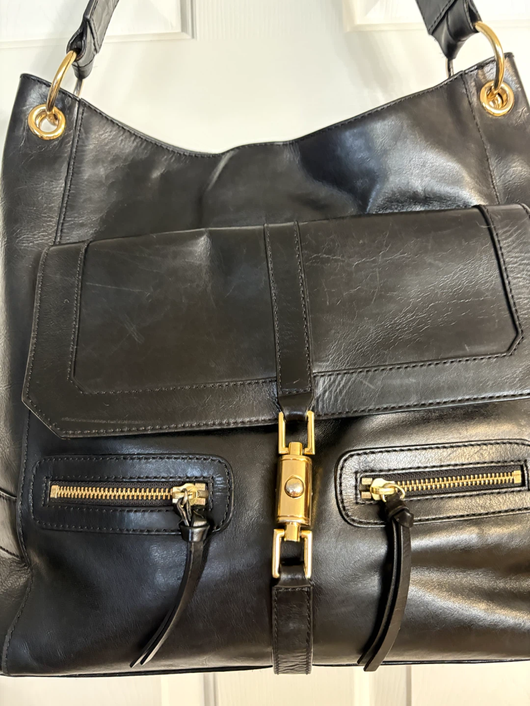 MAXX NEW YORK Multi-Pocket Black Leather Shoulder Bag - photo 2