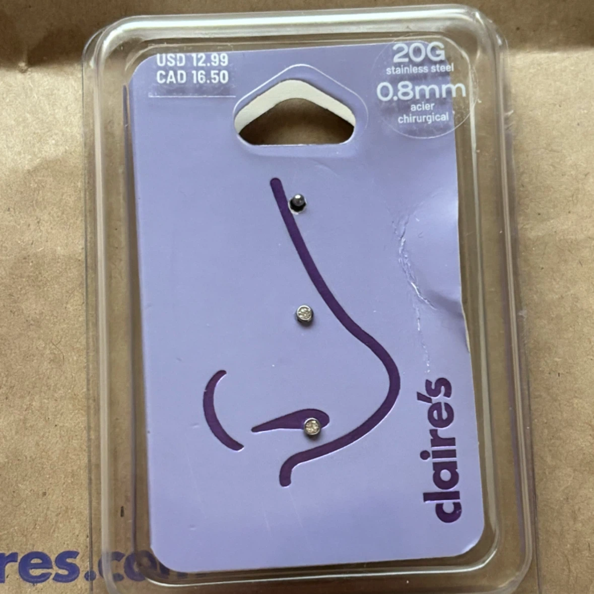 Claire's - Stainless Steel Nose Studs - *0.8mm* - photo 2