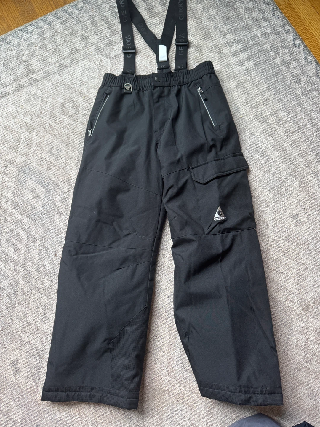 Boys Gerry Black Ski Snow Bib Pants with Suspenders