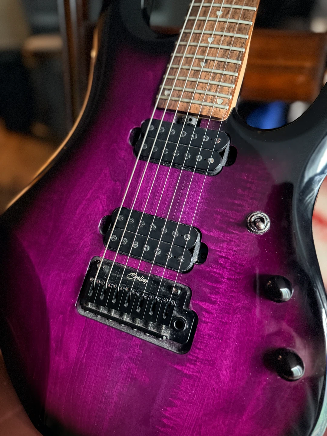 Sterling by Music Man JP70 7 string – Pearl Red Burst - photo 3