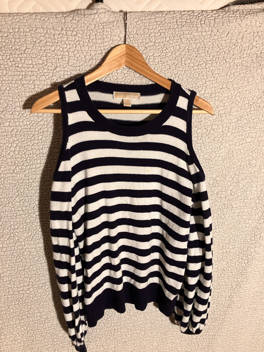 Michael Kors Striped Cold Shoulder Sweater