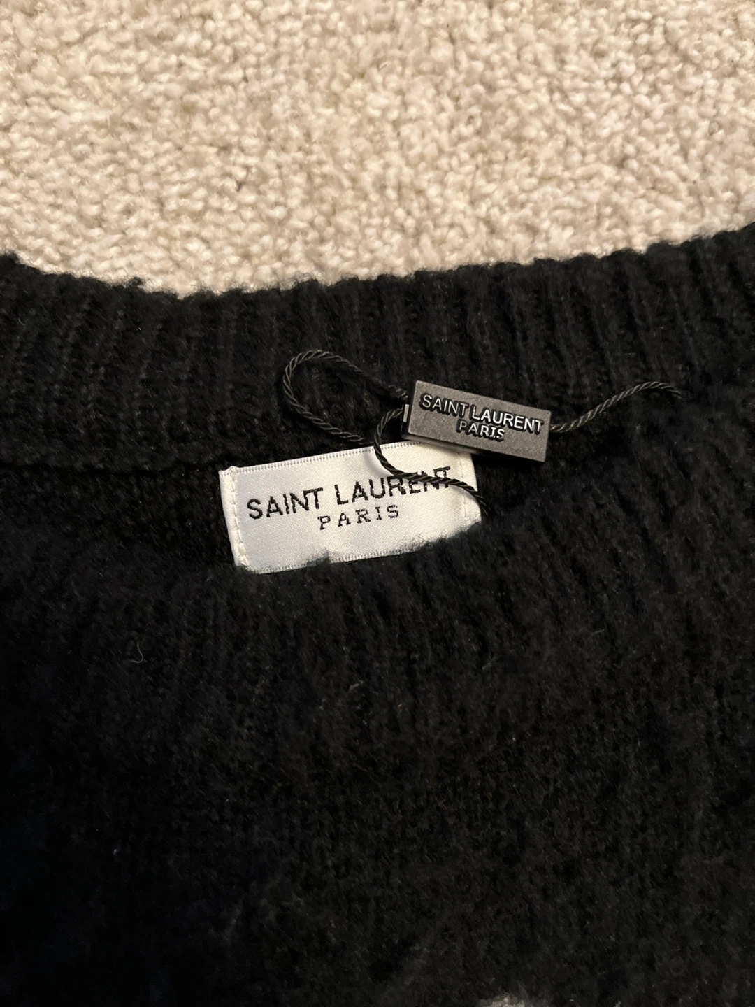 Saint Laurent Black Fuzzy Knit Skeleton Sweater - photo 3