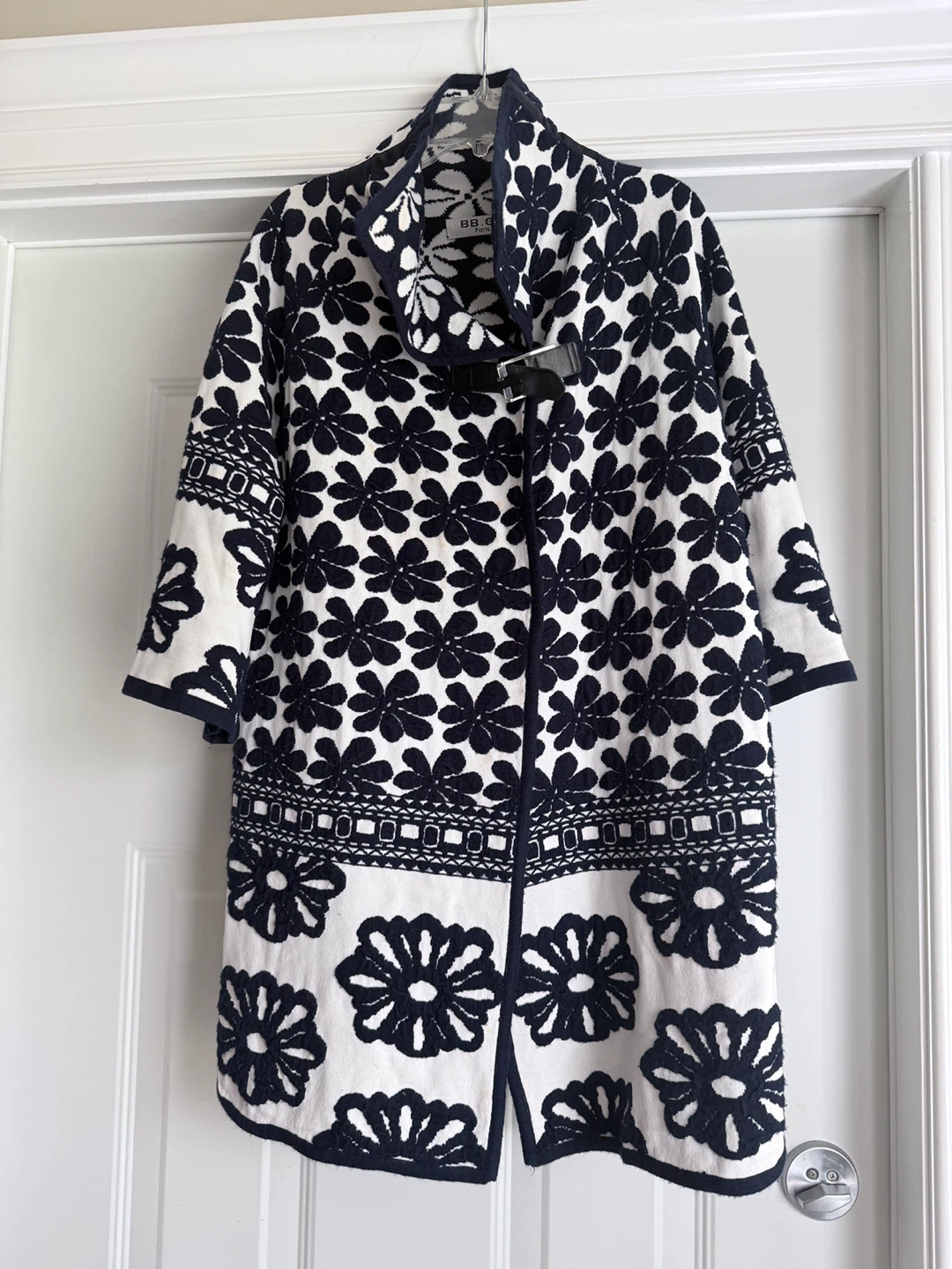 BB.GG Paris Women's Navy & White Floral Cardigan