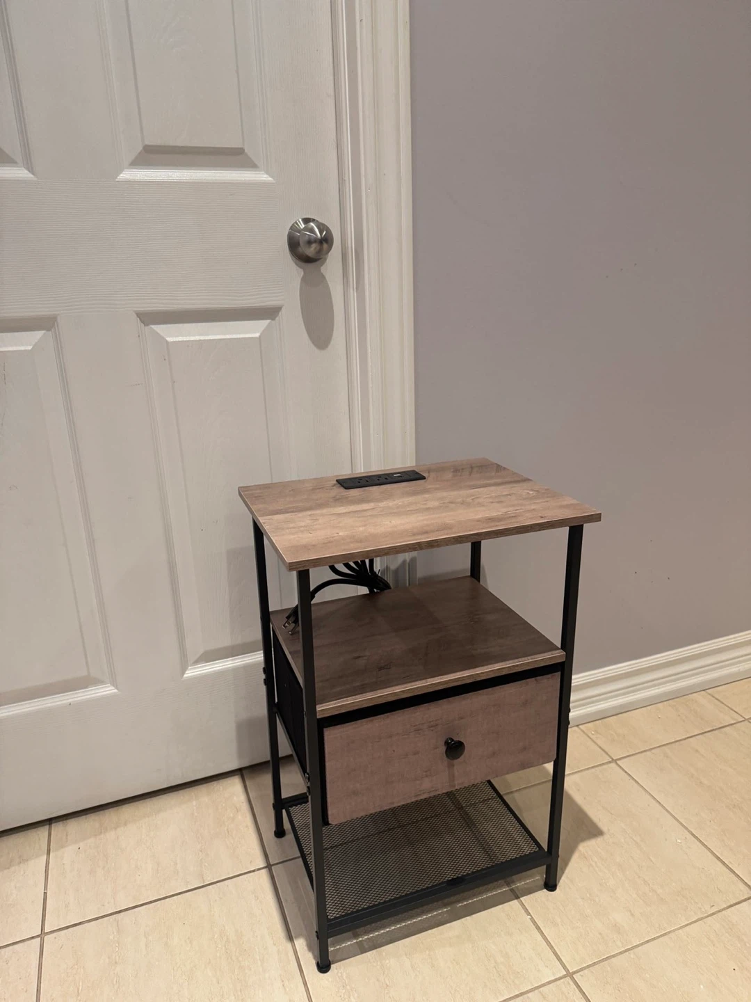 End Table with Built-in Power Strip and USB Ports