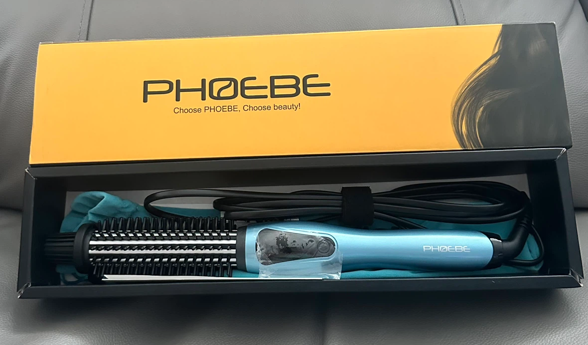 PHOEBE Curling Iron Brush Anti-Scald Bristles Instant Heat Up
