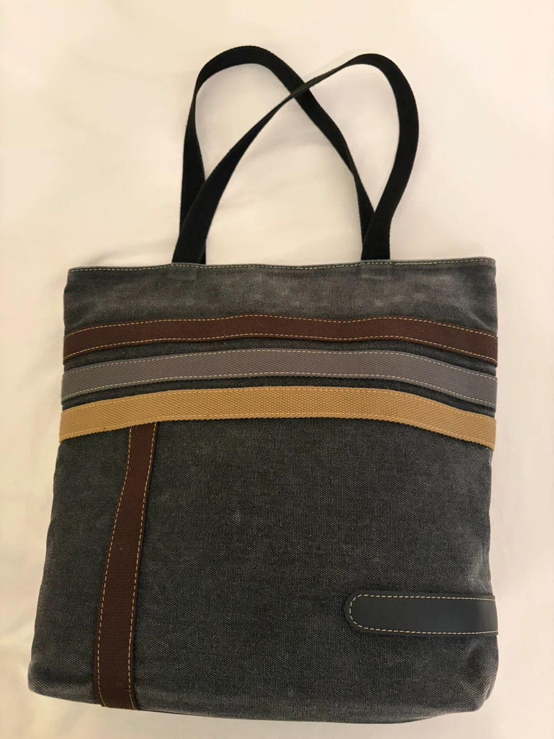 Canvas Tote Bag with Stripes