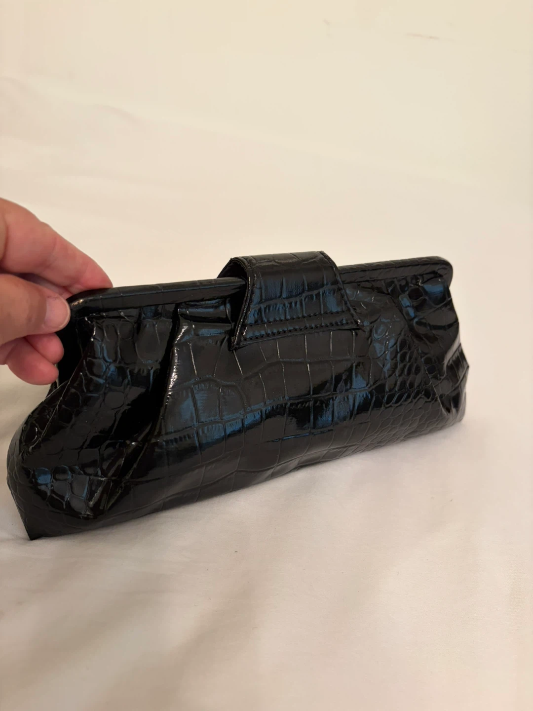 Bandolino Black Croc Embossed Clutch Purse