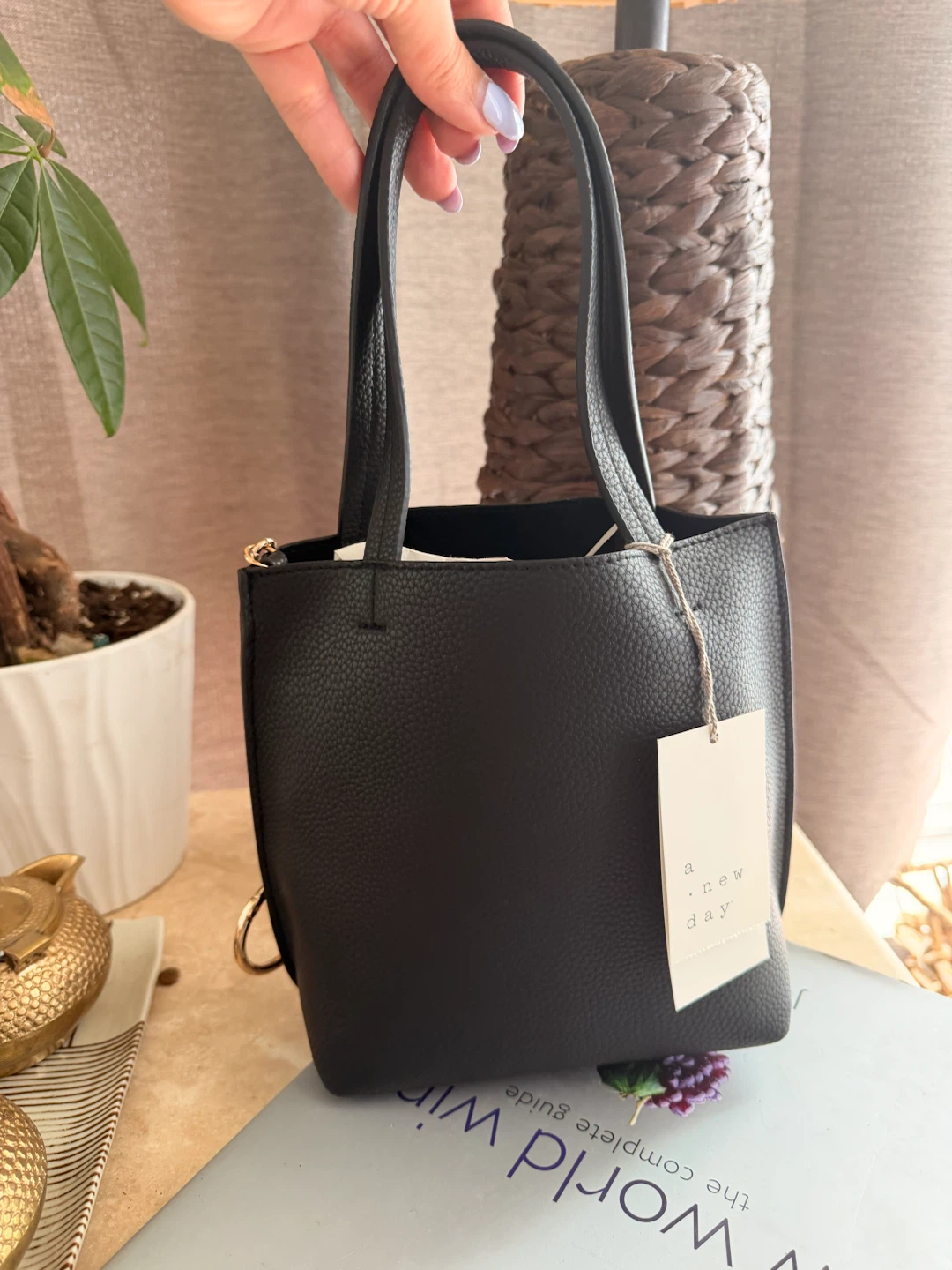 A New Day Black Faux Leather Tote Bag - photo 2