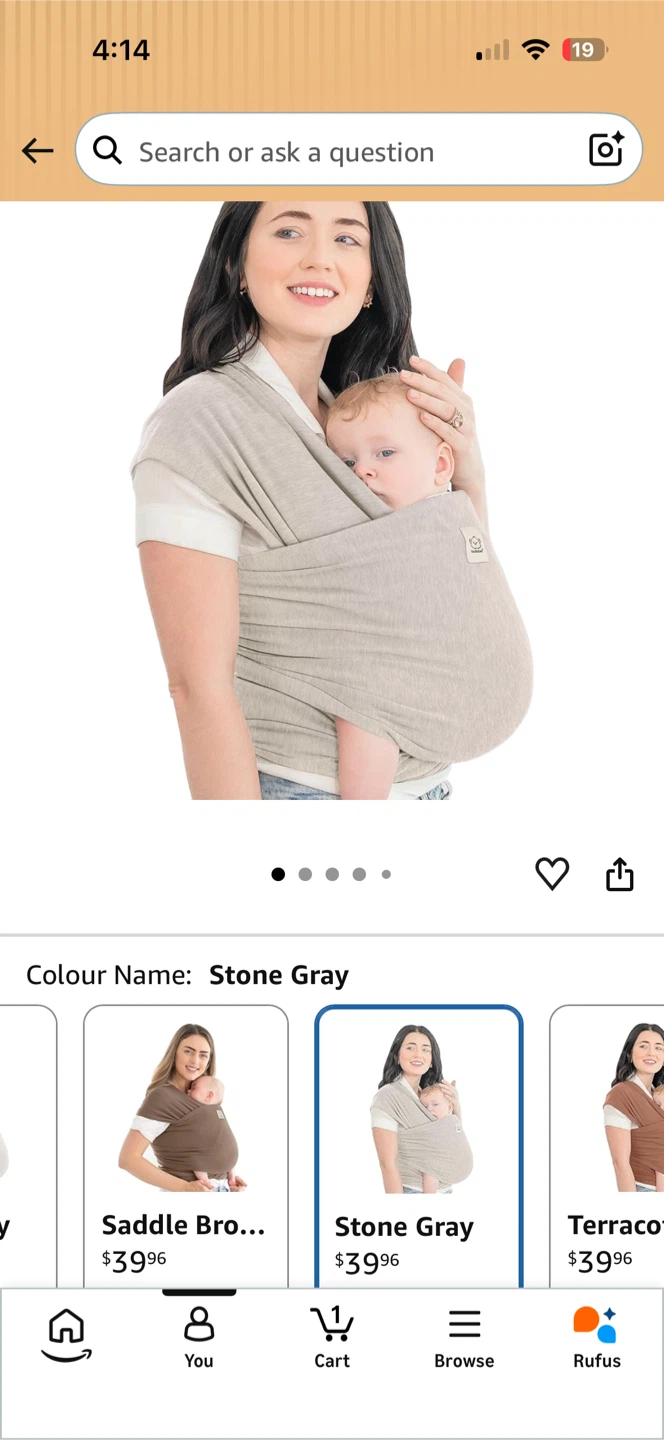 KeaBabies Baby Wrap Carrier (Stone Gray)