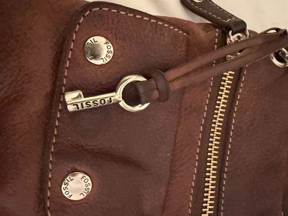 Fossil Brown Leather Crossbody Bag with Key Accent - photo 2
