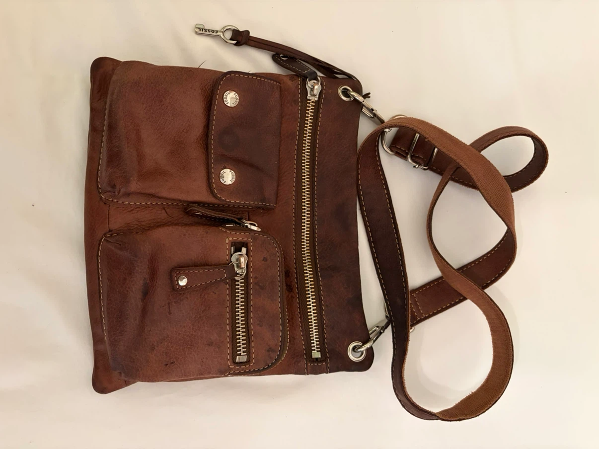 Fossil Brown Leather Crossbody Bag with Key Accent - photo 4