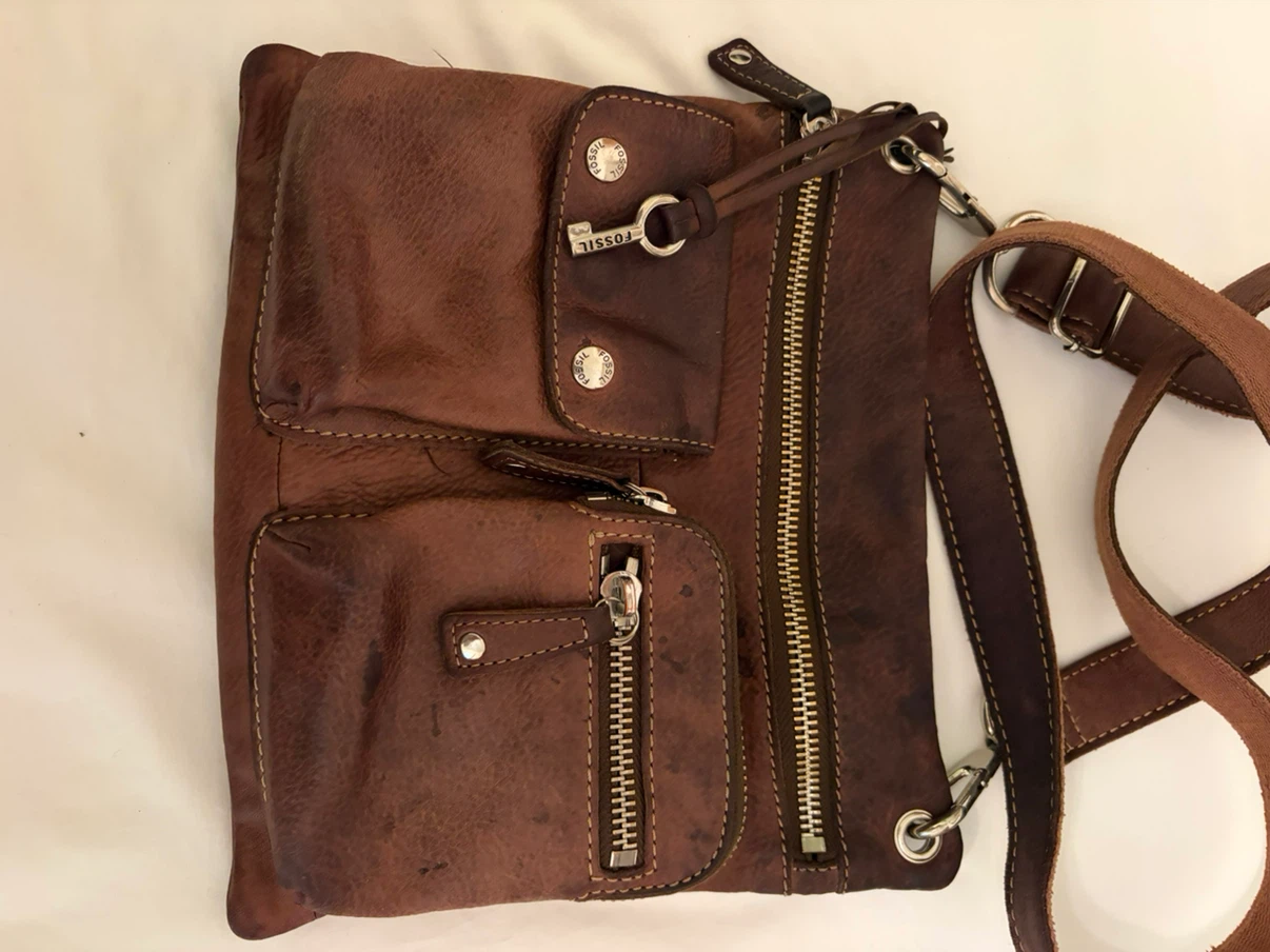 Fossil Brown Leather Crossbody Bag with Key Accent - photo 5