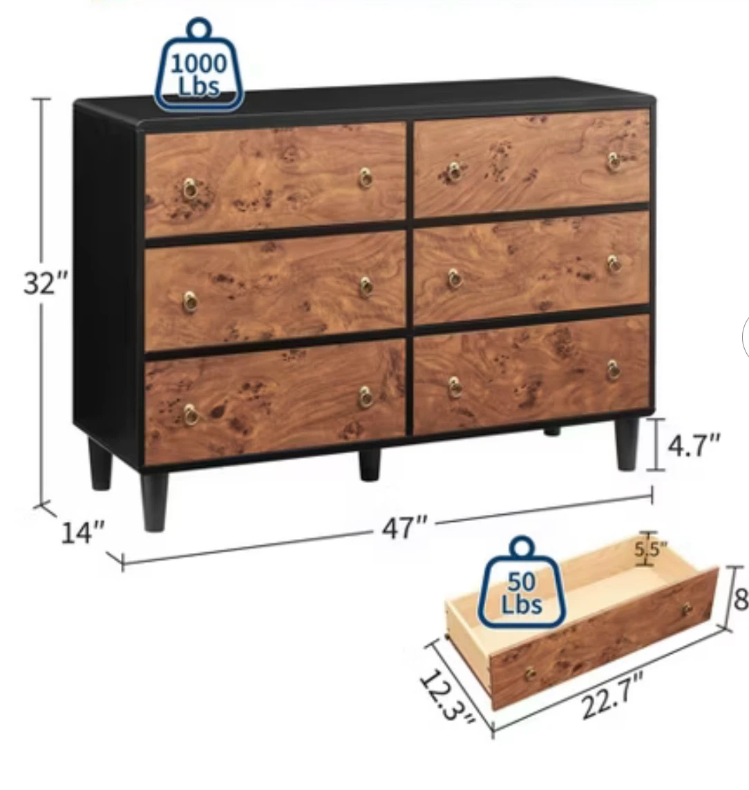 New unopened wooden dresser 6 drawers - 47” width - photo 5