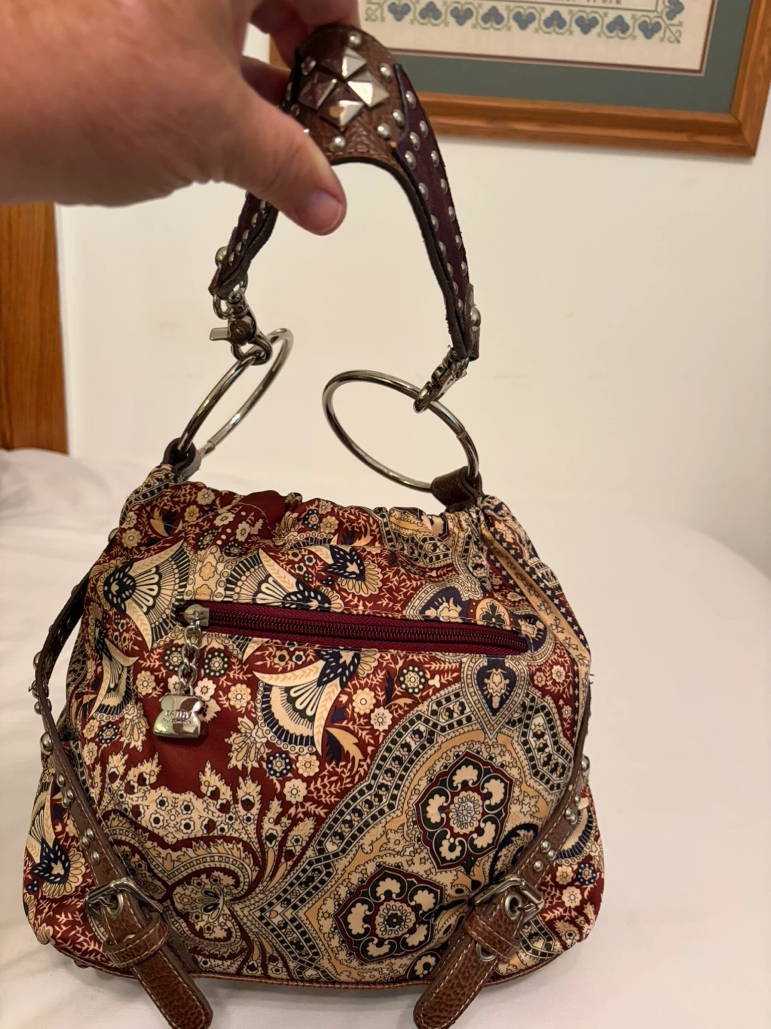 Kathy van Zeeland Studded Paisley Shoulder Bag