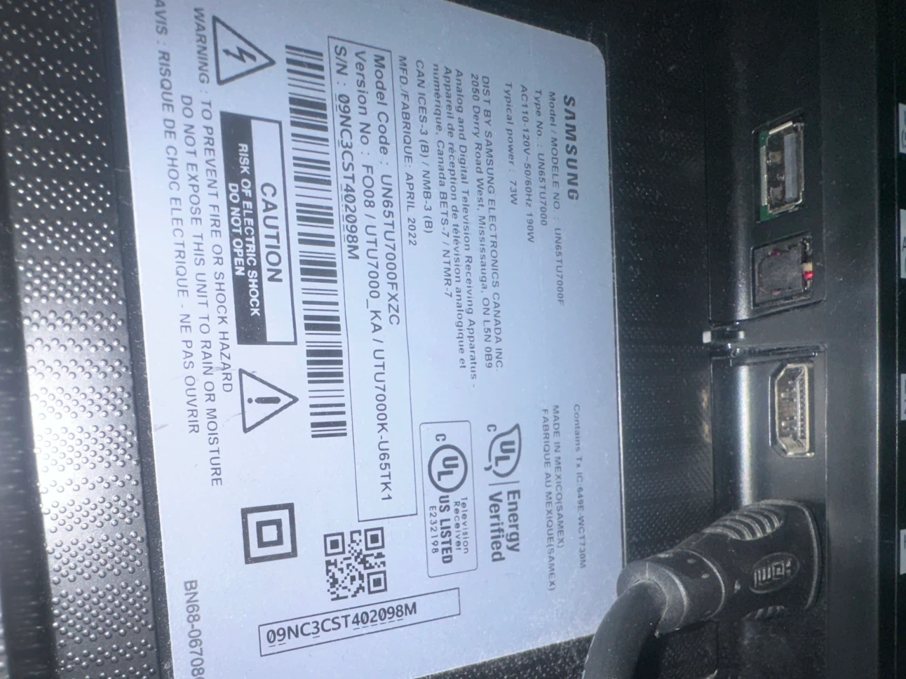 Samsung UN65TU7000FXZC TV - photo 3