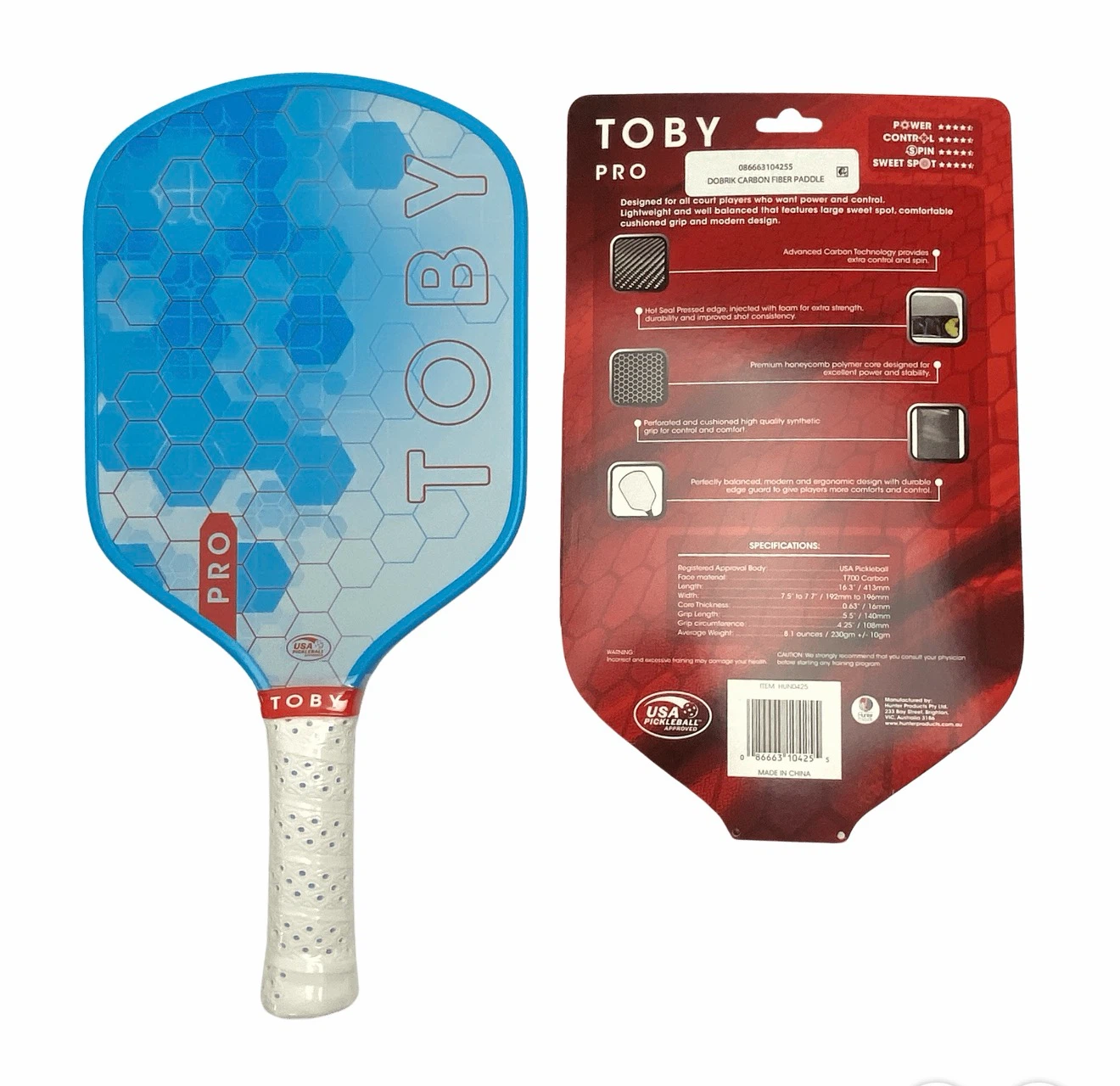 TOBY PRO Elite T700 Carbon Fiber Pickleball Paddle