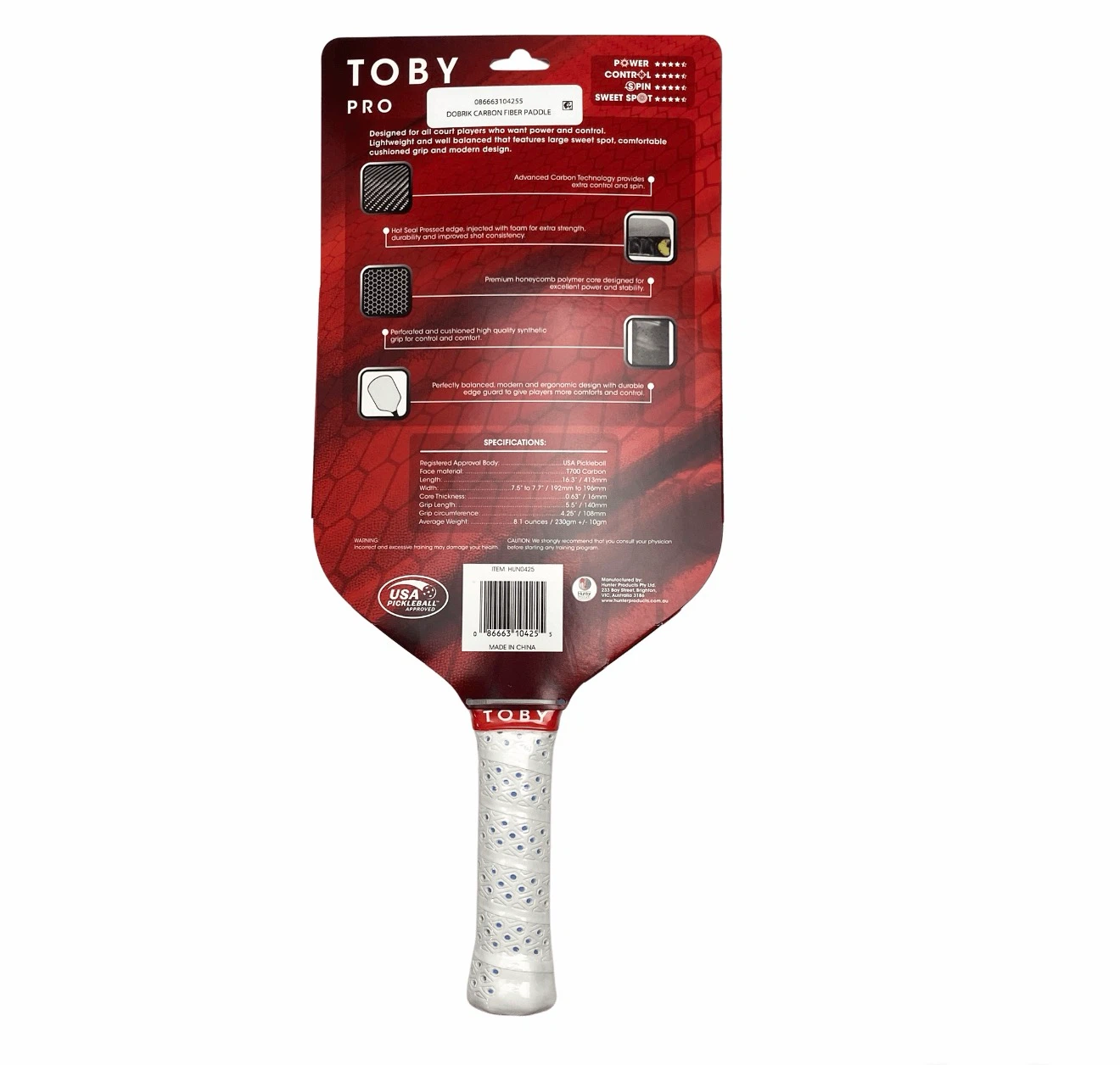 TOBY PRO Elite T700 Carbon Fiber Pickleball Paddle - photo 2