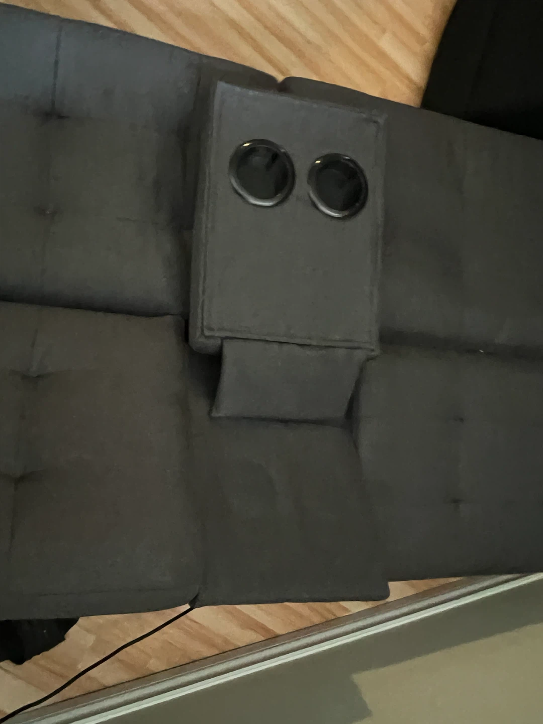 Dark Grey Futon Sofa Bed with Cup Holders - photo 5