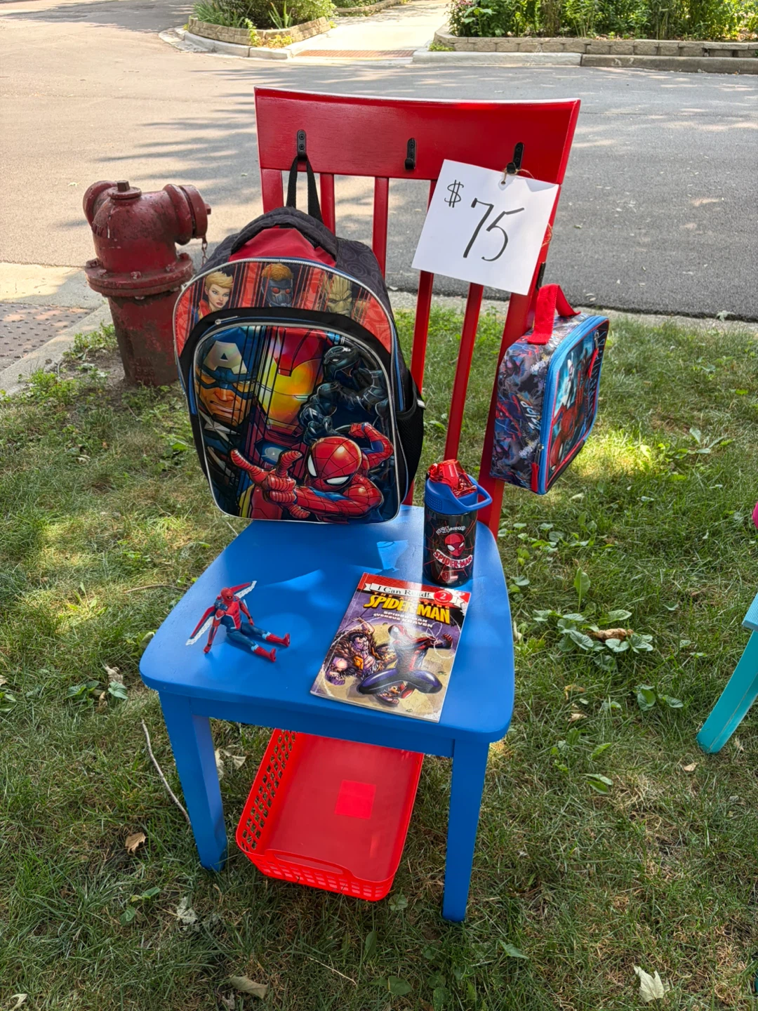 Spider-Man Bedside Chair with Backpack and Lunchbox Set