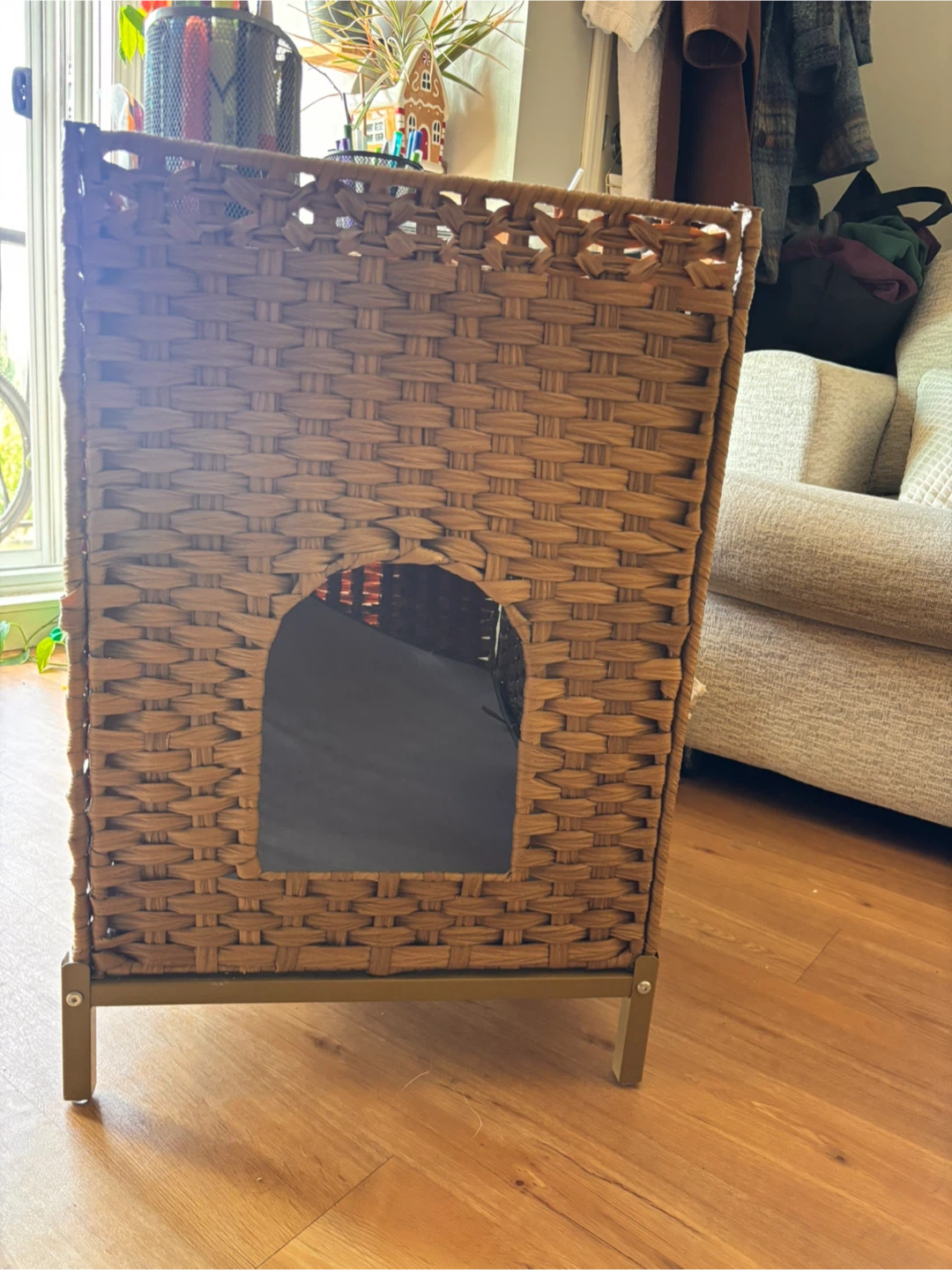 Cat Litter Box Enclosure Furniture, Rattan