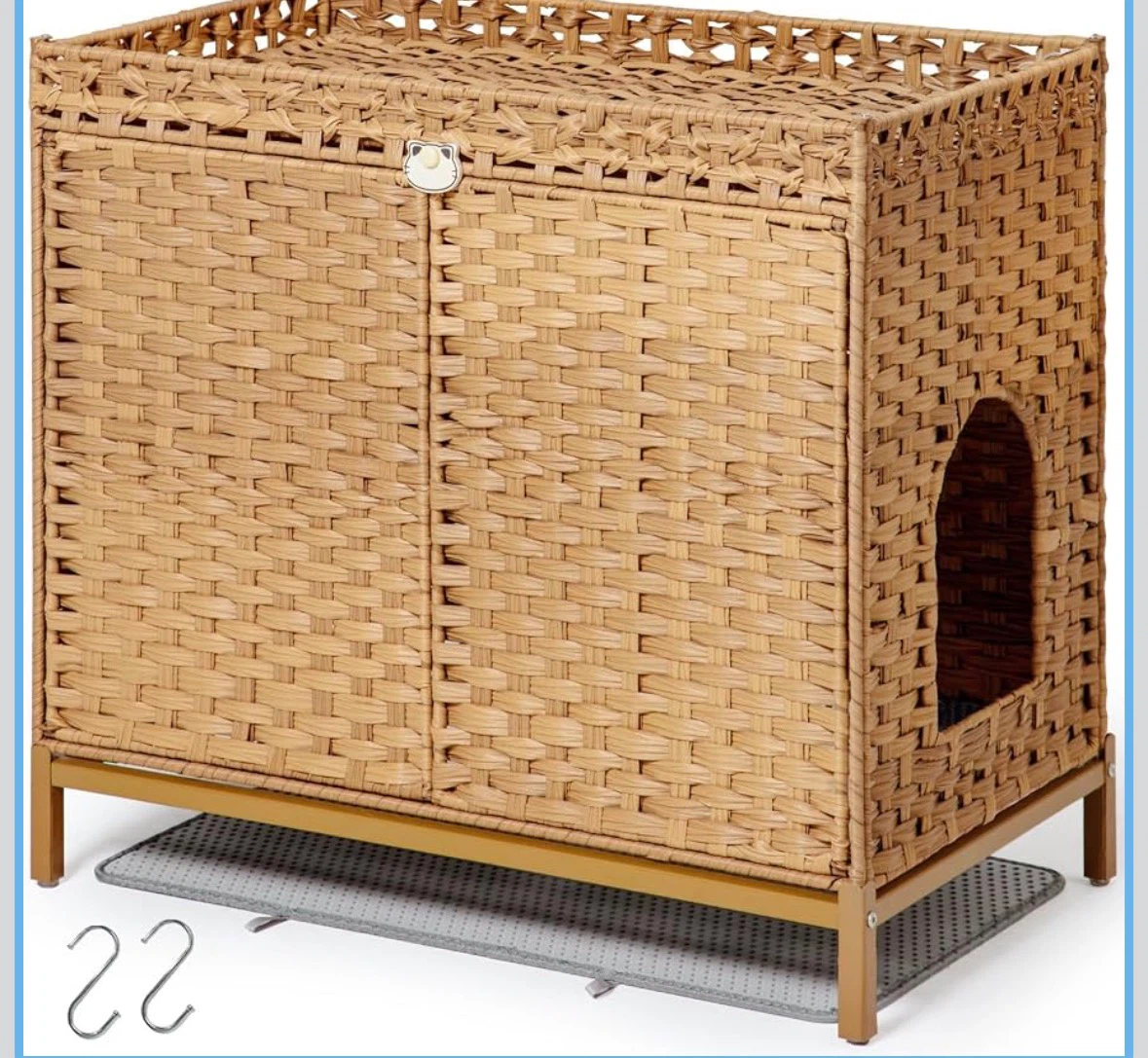 Cat Litter Box Enclosure Furniture, Rattan - photo 3