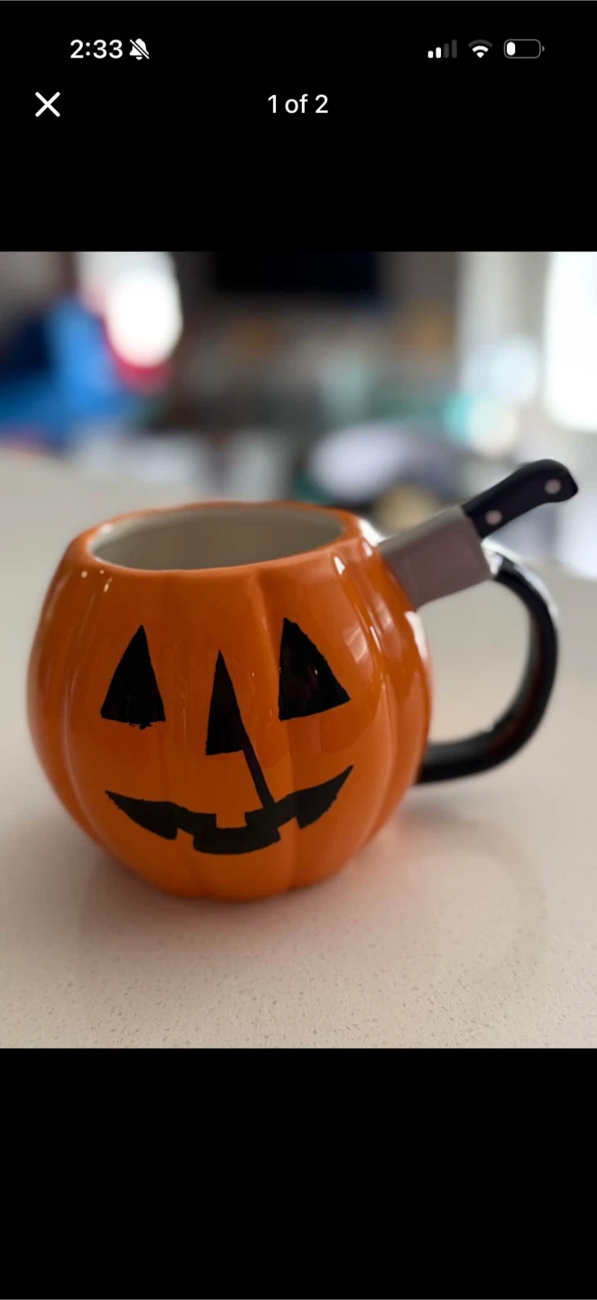 Halloween Pumpkin Mug with Knife Handle
