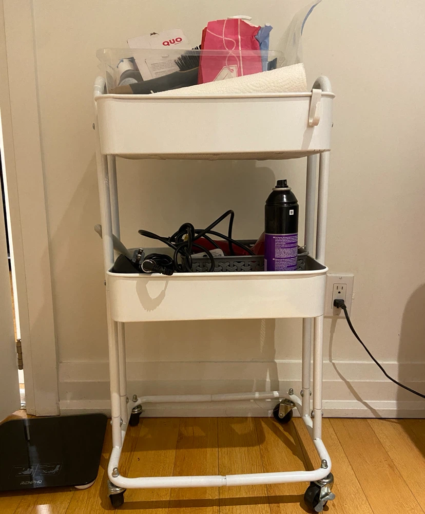 White 2-Tier Rolling Storage Cart